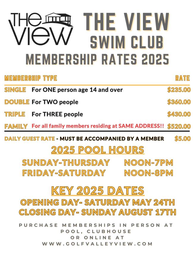 The View Swim Club Membership 2025